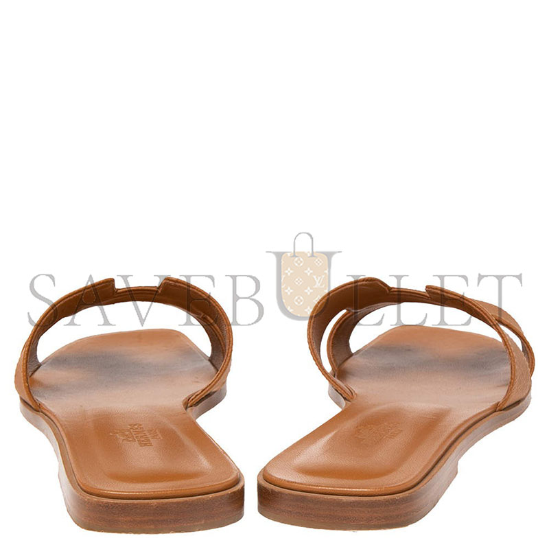 HERMÈS BROWN LEATHER ORAN FLAT SANDALS H222099ZV20355